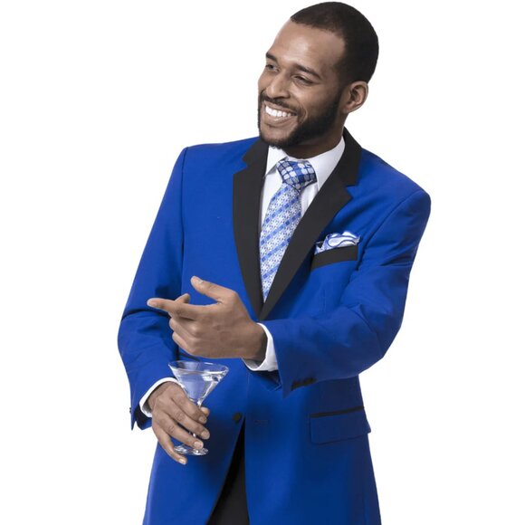 Mens Classic 2 Button Notch Lapel Tuxedo in Royal Blue - Picture 1 of 2